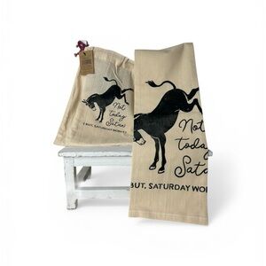 Creative Co-Op “Not Today Satan” Kitchen Tea Towel Set - 28”Lx18”W